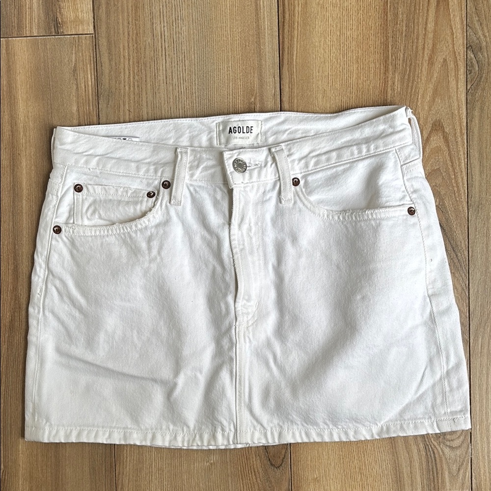 AGOLDE Live Mini Women's White Denim Skirt